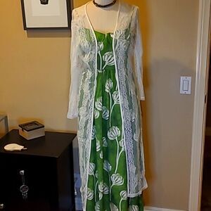 POL Cream Lace Open Front Kimono Midi Length size Small